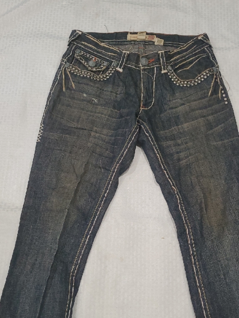 Y2k Laguna B Men's Straight leg  Jeans with Yellow Large Pocket  Detail - Picture 6 of 16